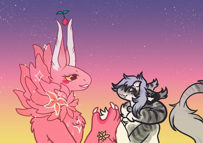 cartoony halfbody scene